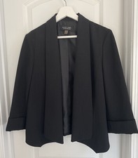 Black Label by Evan Picone Black Open Blazer Size 8 3/4 Sleeve