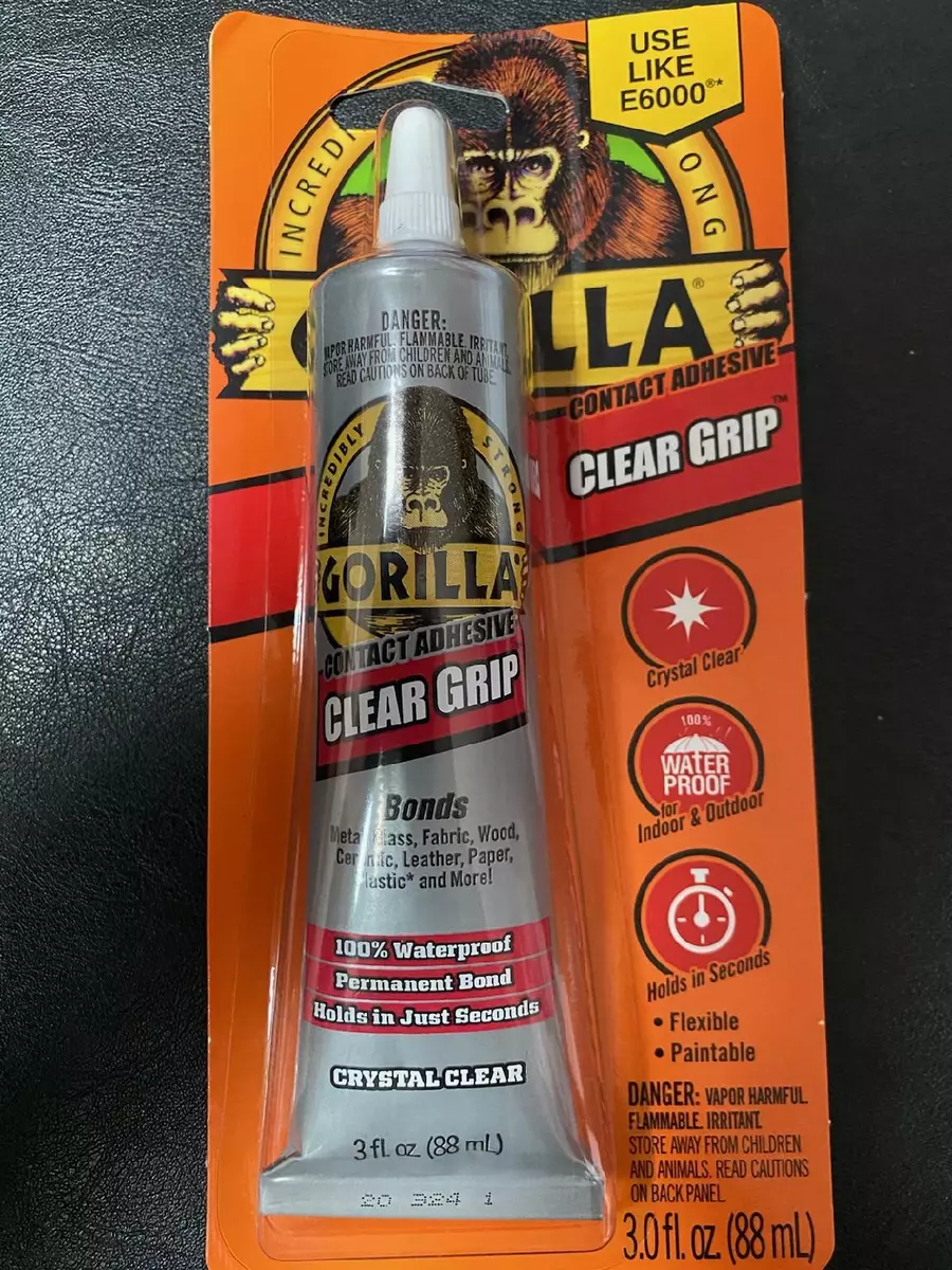 GORILLA GLUE CLEAR GRIP CONTACT ADHESIVE 3OZ TUBE USE LIKE E6000