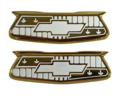 55 56 Chevy Bel Air Crest Emblems 1955 1956 Chevrolet Pair New