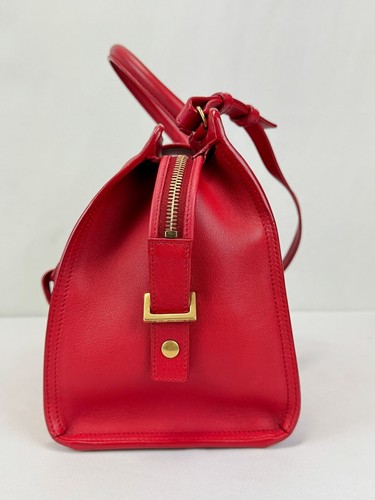 Bolso de Mano Vintage YVES SAINT LAURENT Cuero Cabas Pequeño Rojo Dorado Herrajes - Imagen 3 de 19