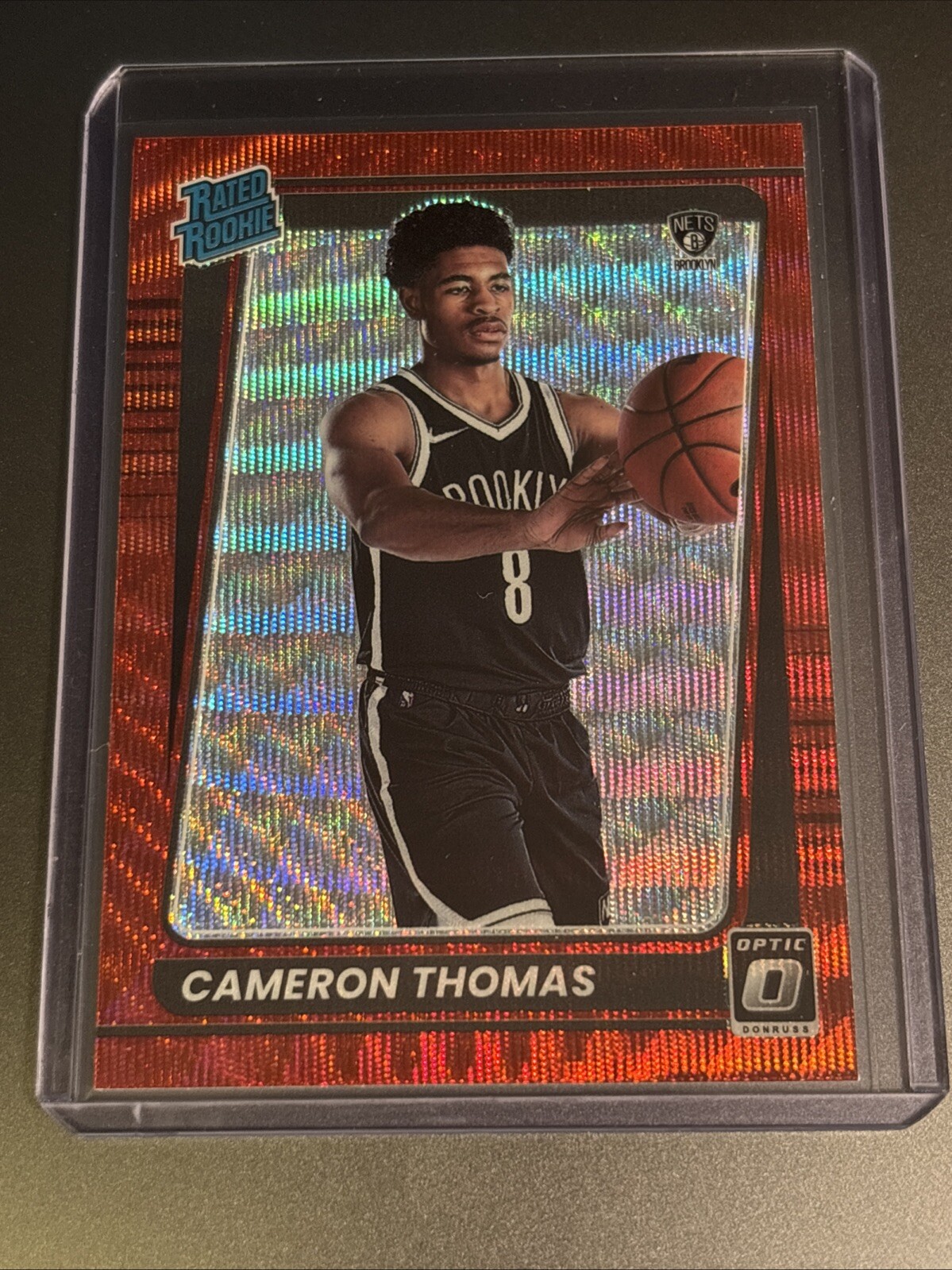2021-22 Panini Donruss Optic #153 Cameron Thomas RC Red Wave Prizm Rated Rookie