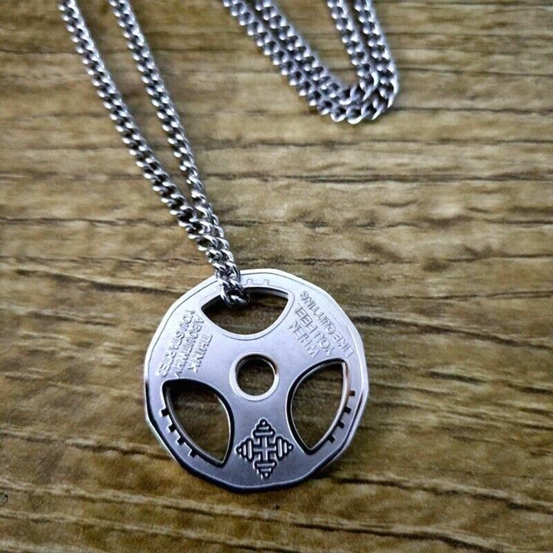 Men s Fitness Chain Necklace for Weight Plate Barbell Workout Gym Jewelry