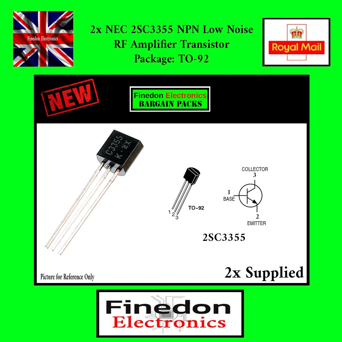 2 x NEC 2SC3355 TO-92 NPN RF Low Noise Transistor VHF, UHF and