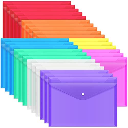 28pcs Snap Closure Plastic Envelopes and Folders for Documents