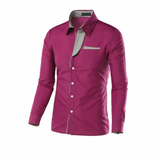 Men's Shirt Casual Business Dress Shirts Long Sleeve Slim Fit Tops Luxury Formal - Picture 4 of 30