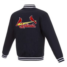 MLB St Louis Cardinals Poly Twill Jacket Embroidered  Patch Logos JH Design Navy