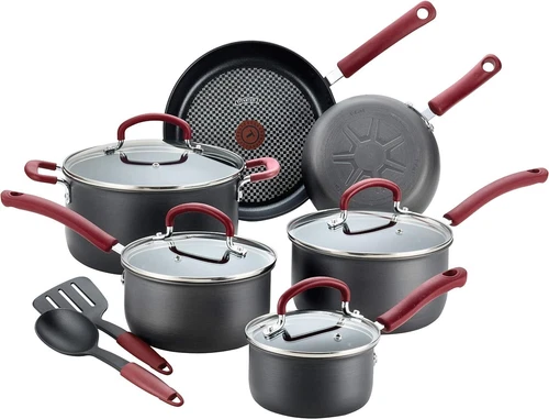 Hard Anodized Nonstick Cookware Set 12 Piece Pots Pans Oven Safe Black Kitchen