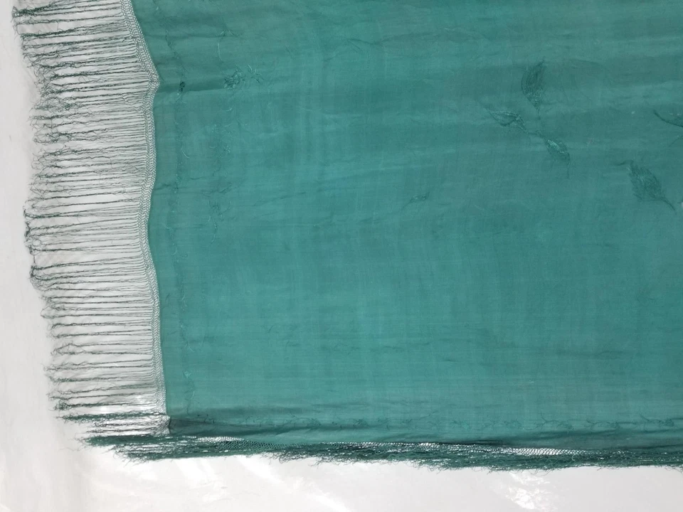 Antique Chinese Hand Embroidered Silk Floral Piano Shawl 60x59 inches - Image 2 of 4