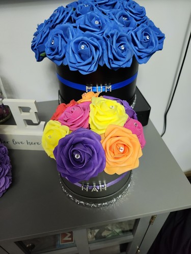 Luxury Artificial Rose Flower Round Hat Box Birthday Anniversary Present gift - Picture 7 of 11