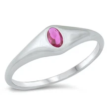 Red CZ Simple Promise Ring New .925 Sterling Silver Band Sizes 1-10