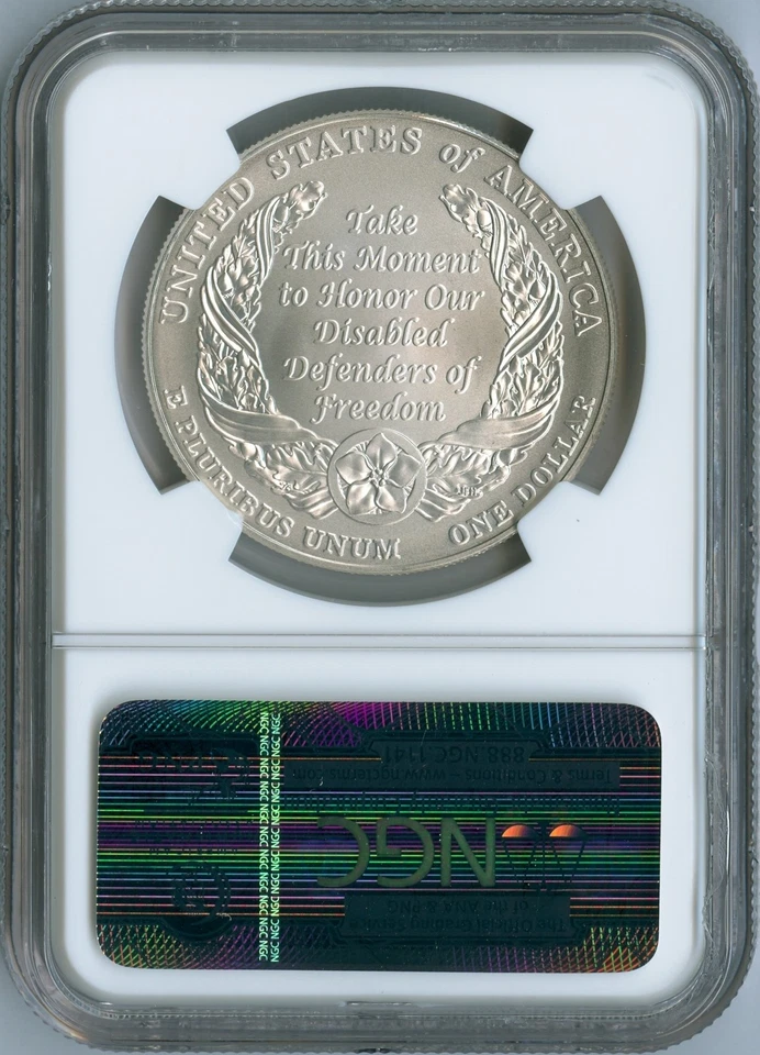 2010 Disabled American Veterans Commemorative Coin $1 NGC MS 70 MS70 - Image 2 of 2