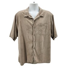 Vintage OP Sport Ocean Pacific Mens XL Shirt Palm Tree Textured Tan Hawaiian