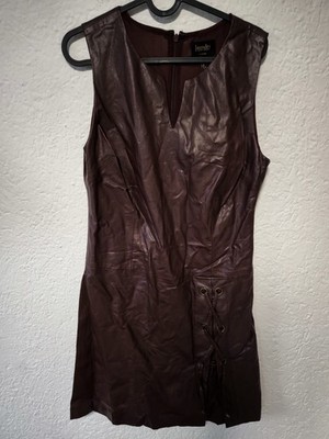 Laundry by Shelli Segal Echtleder Kleid Damen Gr. S (US 4)   Dunkelbraun