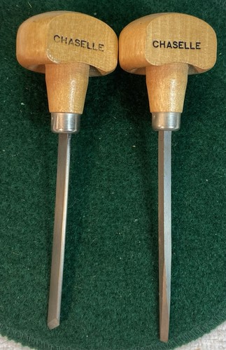 Two (2) Chaselle Brand Wood Handled Engraving Tools
