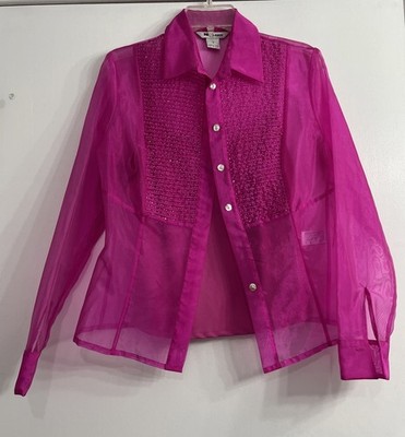 NYGARD COLLECTION women s Twinset tank cardigan blouse sheer pink size 8