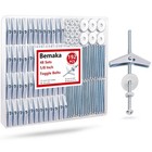 192Pcs 1/8 Inch Toggle Bolts, Heavy Duty Drywall Anchors and Screws Kit, Butt.