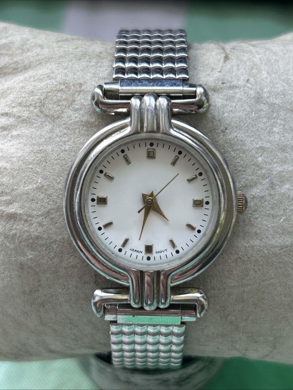 Women’s Two Tone Stretch Band Quartz Watch