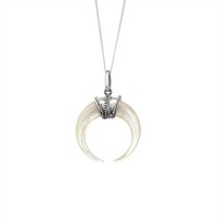 81Stgeneration .925 Sterling Silber Perlmutt Kosmischer Horn AnhäNger Halskette