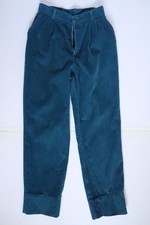 80s Vintage Womens Sz 8 9 CHIC brand Turquoise Blue corduroy pants 24x28