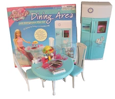 Fancy Life DOLLHOUSE FURNITURE DINING AREA Room w/Refrigerator PLAYSET FOR Dolls