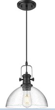 Farmhouse Pendant Lights Kitchen Island, Clear Seeded Glass Shade Hanging Light