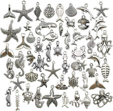 120G 100Pcs Antique Silver Sea Animals Marine Life Charms Pendants for Crafting