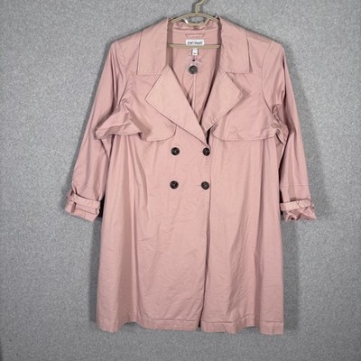 Centigrade Trench Coat 4X Cotton Stretch Pockets Thin Career Quiet Minimal NEW *