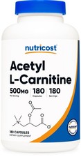 Nutricost Acetyl L-Carnitin 500mg, 180 Kapseln - gentechnikfrei 90g (1er Pack) 
