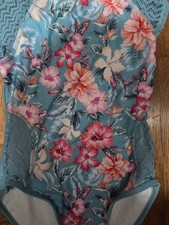 art class Girls L 10/12 Blue Floral One-Piece Swimsuit Zip Back
