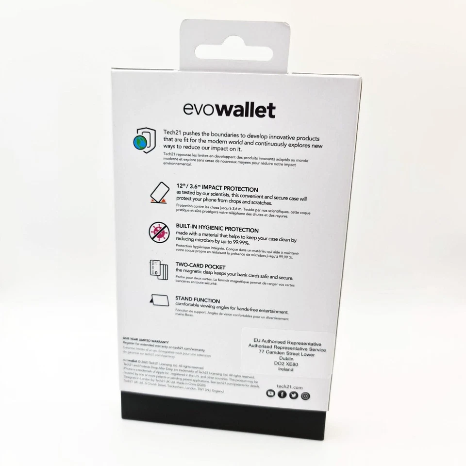 Tech21 Wallet Case For iPhone 12 / 12 Pro EvoWallet Cover Drop Protection Black - Image 4 of 4