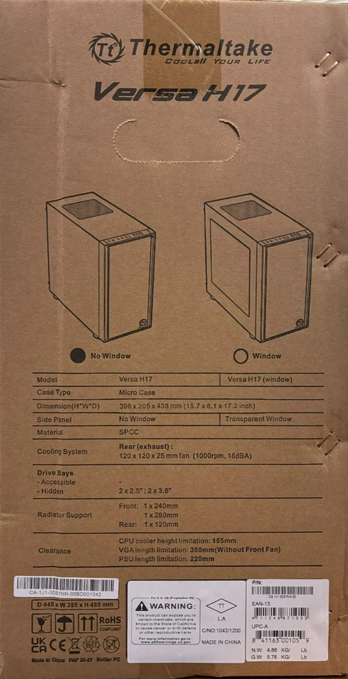 Thermaltake - CA-1J1-00S1NN-00 - Versa H17 Tower Computer Case - Black - Image 2 of 2