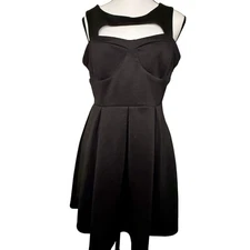 One Clothing Black Sleeveless Cutout Fit and Flare Dress Large