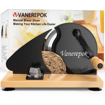 vanerepok Manual Bread Slicer Adjustable Thickness for Homemade Large, Black