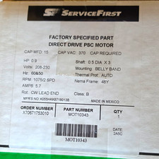 ServiceFirst MOT10343 Direct Drive PSC Motor 0.9HP 208-230V 1075/2