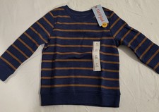 Cat  Jack toddler boys' striped fleece crewneck sweatshirt in navy blue and...