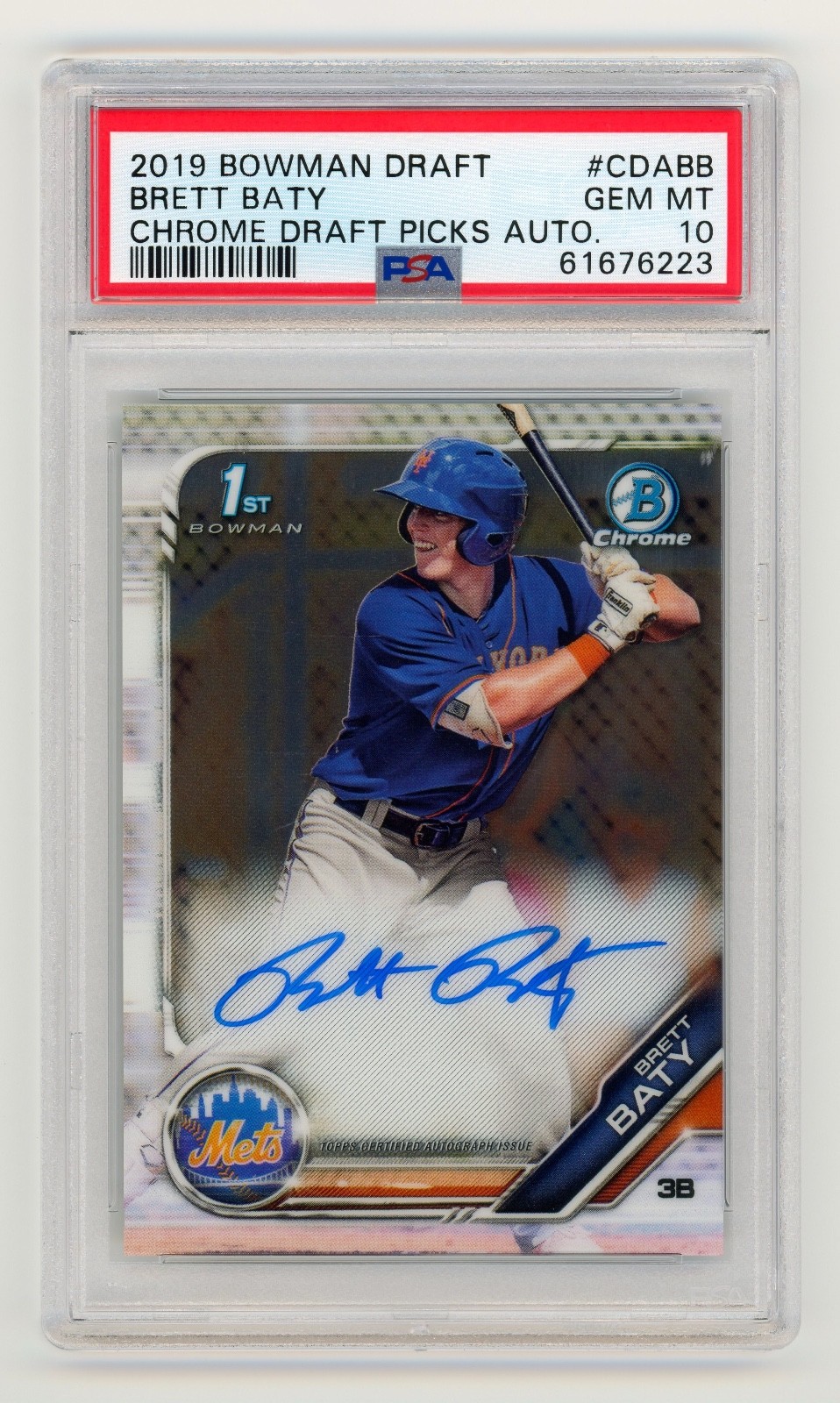 2019 Bowman Chrome BRETT BATY Auto RC PSA 10 Rookie Autograph Mets 1st Bowman