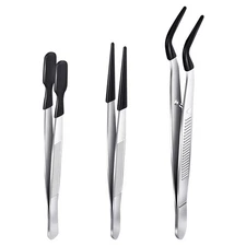 2X(3 Pieces Tweezers with Rubber Tips Tweezers PVC Coated Tweezers Set,7243