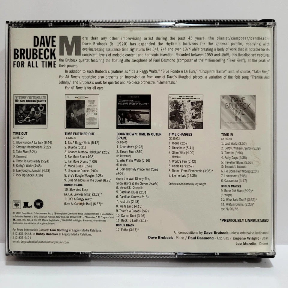 Dave Brubeck - For All Time - 2003 Promo 5 CD Box Set - AC5K 87161 Foto 2 de 4