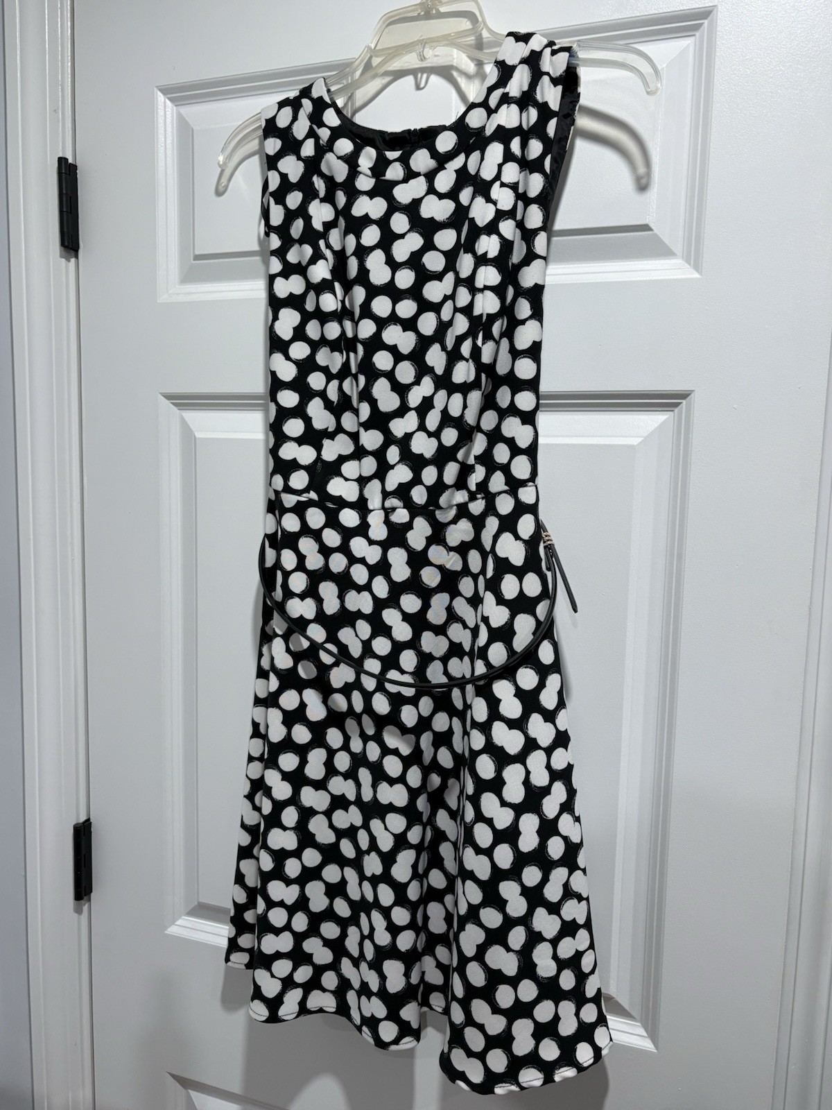 AB Studio Black & White Polka Dot Dress (Size 6) Women's Short Sleeve