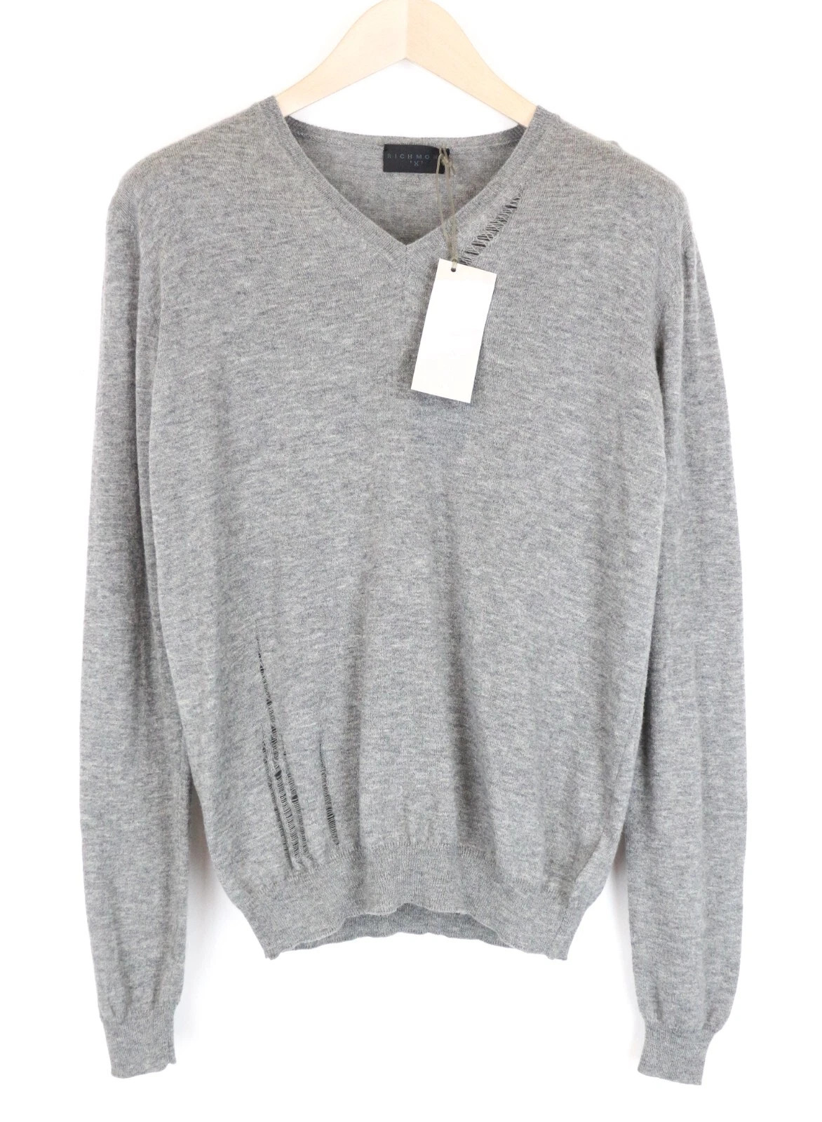 SUDADERA RICHMOND Para Hombre M/L Gris 100% Lana Desgastada De Manga Larga