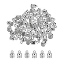 50-Pack Tassel Cord End Caps, 4.8mm ID Kumihimo End Tip Silver Tone 