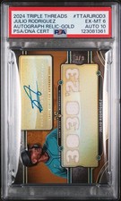 2024 TRIPLE THREADS AUTO RELICS GOLD JULIO RODRIGUEZ 3/9 PSA 6 AUTO 10