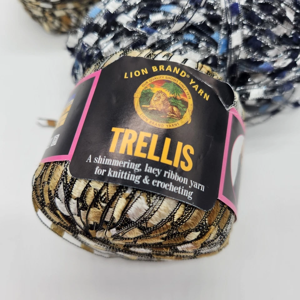 Lot Of Lion Brand Trellis Shimmering Lacy Ribbon Yarn Various Colors - Image 2 of 4