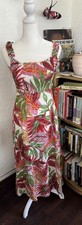 ZARA Tropical Floral Smocked Small Midi Dress Cotton Beach Boho Vacation Resort
