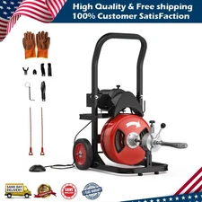 Drain Cleaner Machine,100FT x1/2 Inches Auto Feed Sewer Snake Auger 2"to 4"Pipes