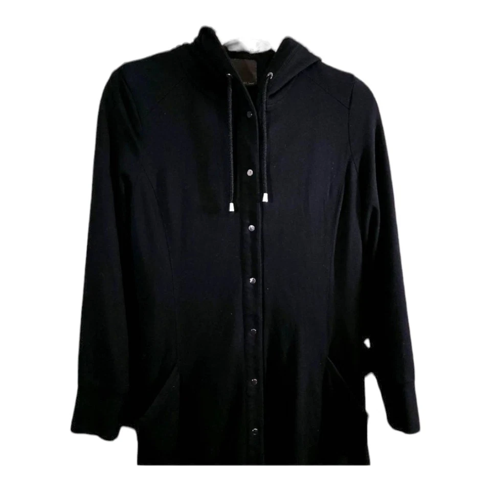 Cárdigan Chaqueta Abrigo Minimalista Para Mujer The Eight Senses Negro Frontal a Presión S Foto 2 de 4