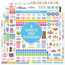 bloom daily planners New Teacher Planner Sticker Pack - School Themed Bright
