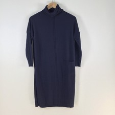 Unbranded knit bodycon dress size 12 navy blue turtleneck long sleeve 115078