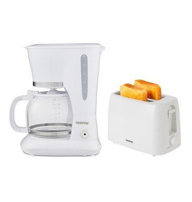 GEEPAS 1,5L Filterkaffeemaschine 800W & 650W 2 Scheiben Toaster Küche Kombi Set