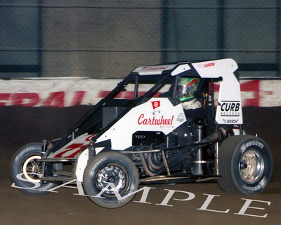 KYLE LARSON #71 CARTWHEEL MIDGET CAR RACING ON TRACK 8X10 GLOSSY PHOTO ...